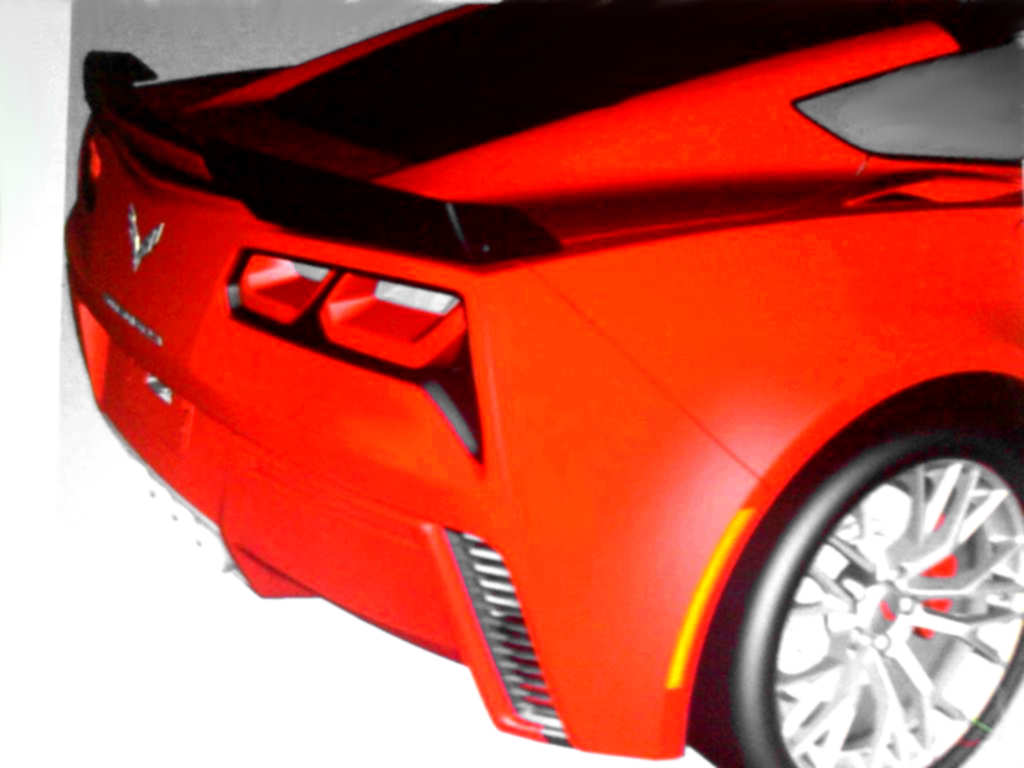 A red rendering of the Corvette C7